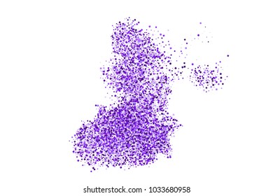 Purple explosion of confetti. Magenta abstract texture isolated on white background. Mauve flat design element. Vector illustration,eps 10.
