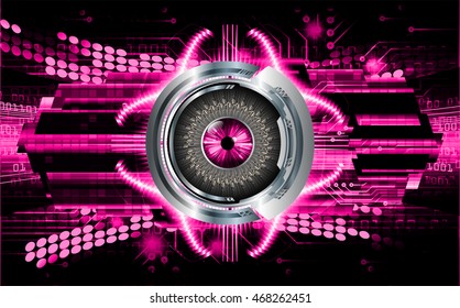 purple eye abstract cyber future technology concept background, illustration, circuit, binary code. move motion speed. sci-fi. vector