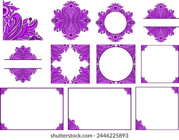 Purple Eye Ball Angel Ornament Frame Border Vector For Decoration Design	
