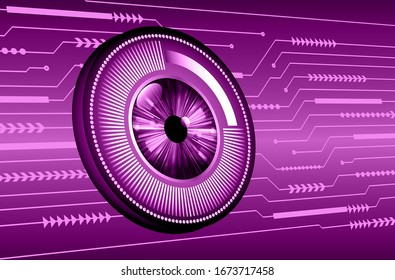 fondo del concepto de tecnología futura de circuito cibernético de ojos púrpura