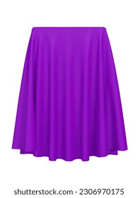 Purple fabric covering a cube or rectangular shape, isolated on white background. Can be used as a stand for product display, draped table. Vector illustration