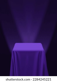 Purple fabric covering a cube or a table vector illustration