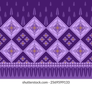 The purple fabric pattern is designed with geometric shapes that are a perfect combination and eye-catching in terms of textiles. clothing or decoration vector illustration