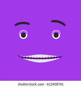 Purple face with smile. 