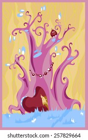 Purple fairy tree. Vector illustration 