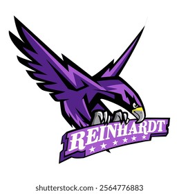 purple falcon logo design combined with reinhardt logo