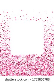 Purple Fall Confetti Backdrop. Pink Scatter Background. Rose Heart Love. Red Valentines Texture. Decoration Frame.