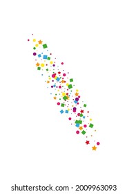 Purple Falling Dot Illustration. Einziger quadratischer Hintergrund. Gelbe Konfetti-Dekoration. Cartoon Star Illustration. Orange Festival Circle.