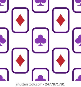 Purple falling playing cards seamless pattern.