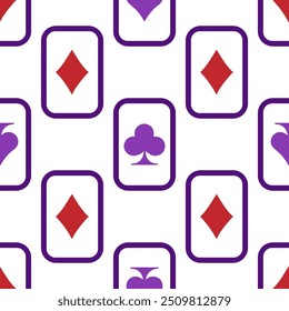 Roxo caindo jogando cartas padrão sem costura. Poker e País das Maravilhas