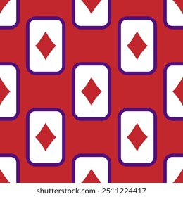 Purple falling playing cards seamless pattern. Poker and Wonderland