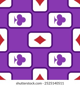 Roxo caindo jogando cartas padrão sem costura. Poker e País das Maravilhas