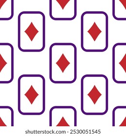 Purple falling playing cards seamless pattern. Poker and Wonderland