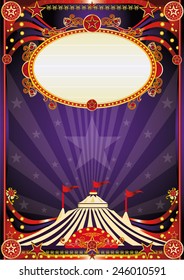 Purple fantastic circus background. A vintage circus background with sunbeams for your entertainment