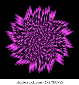 purple fantastic flower-shaped pattern on a black background bewitching mystical plant object for design concept creative