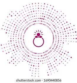 Purple Fantasy magic stone ring with gem icon isolated on white background. Abstract circle random dots. Vector Illustration