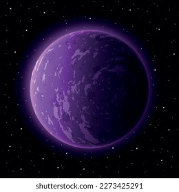 Purple fantasy Planet in Space, background with stars.	
