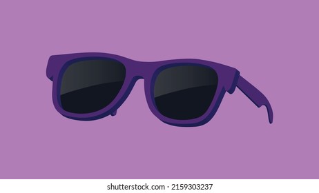 purple fashion sunglasses and black lens optic on summer object background with modern accessory design. 3D rendering.