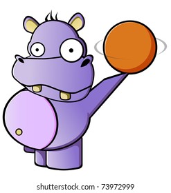 purple fat hippo is rotating ball