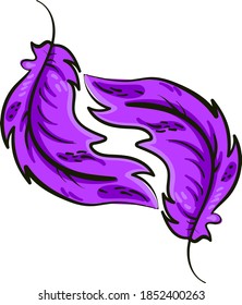 Purple feather, illustration, vector on white background