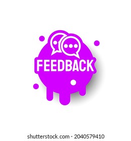 Purple Feedback Icon Label Sign Brand Tag Banner Ribbon Isolated Background Vector Design Style Illustration