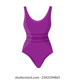 violetter Badeanzug, Vektorgrafik. violette Frauen Badeanzug auf weißem Hintergrund. Urlaub, Sommer, Schwimmkonzept