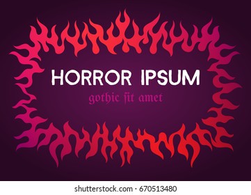 Purple fiery frame, vector background illustration