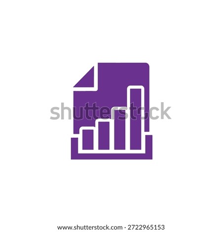 A purple file icon that features a white rising bar graph inside representing data growth and business reports.