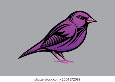 Purple Finch bird silhouette black vector art illustration.