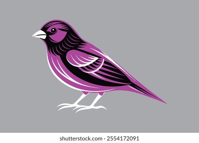 Purple Finch bird silhouette black vector art illustration.