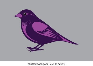 Purple Finch bird silhouette black vector art illustration.