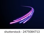 Purple fire flames of space rocket, shuttle launch. Comet or meteor trails isolated on transparent background.	