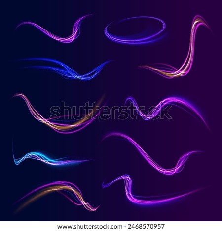 Purple fire flames of space rocket, shuttle launch. Comet or meteor trails isolated on transparent background.	