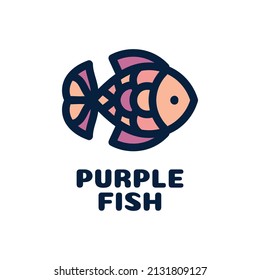 purple fish animal logo concept design illustration