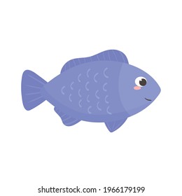 purple fish cartoon isolated icon