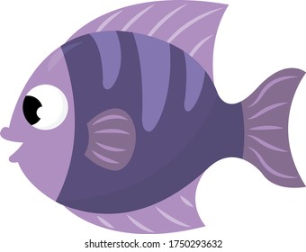 Purple fish , illustration, vector on white background