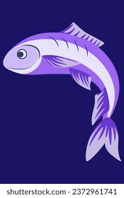 purple fish on blue background