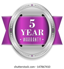 Purple five year warranty button