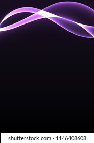 purple flame curve layer overlap in dark background, wave transparent backdrop, simple technology template, vector illustration