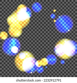 Purple Flare Background Transparent Vector. Confetti New Card. Glow Texture. Blue Ball Wallpaper Illustration. Blur Birthday.