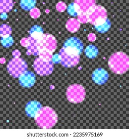 Purple Flare Background Transparent Vector. Ball Luminous Illustration. Explosion Texture. Pink Spot Sparkle Card. Blur Celebration.