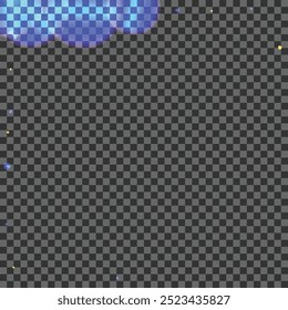 Fondo de bengala púrpura Vector transparente. Ilustración de Strass Bokeh. Textura de cinta. Diseño de explosión de punto azul. Brillo borroso.
