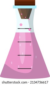 Purple flask bottle, illustration, vector on a white background.