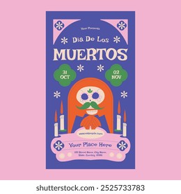 Purple Flat Design Dia De Los Muertos Social Media Story