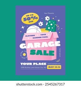 Purple Flat Design Garage Sale Social Media Flyer