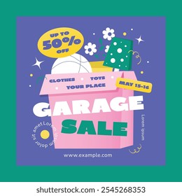 Purple Flat Design Garage Sale Social Media Post