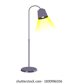 Purple floor lamp. Flat illustration of a vector icon of a home table lamp isolated on a white background.