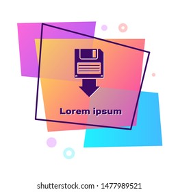 Purple Floppy disk backup icon isolated on white background. Diskette sign. Color rectangle button. Vector Illustration