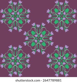 Purple floral accents on a purple background. Elegant and versatile design ideal for textile print interior decor and gift