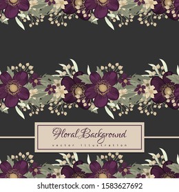 Purple floral background seamless pattern